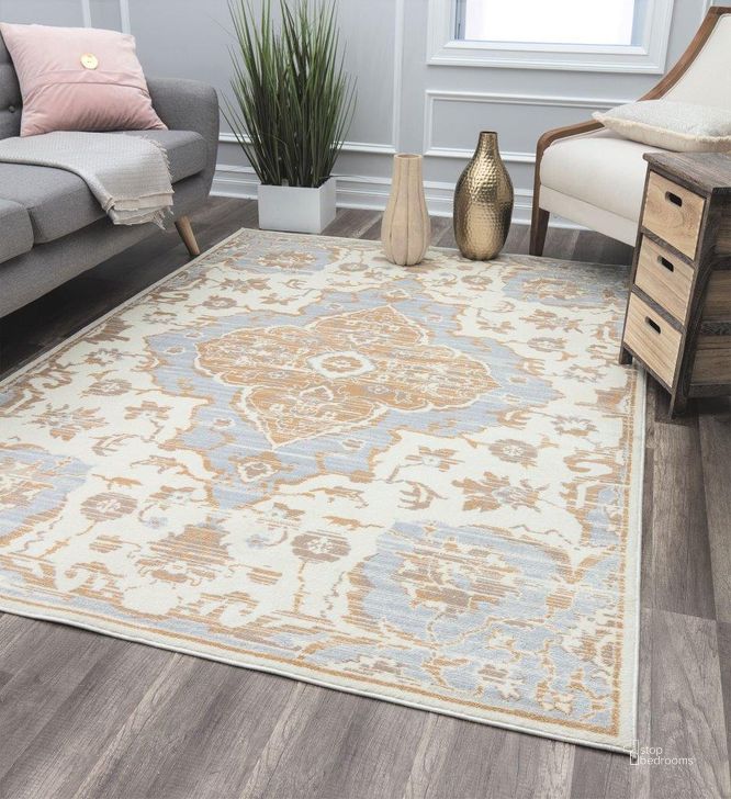 The appearance of Leopold L x 40A Soft Sky Oriental Transitional Cream 9' x 12' Area Rug designed by Rugs America in the transitional interior design. This cream piece of furniture  was selected by 1StopBedrooms from Leopold Collection to add a touch of cosiness and style into your home. Sku: RA30545. Material: Polypropylene. Product Type: Area Rugs. Image1