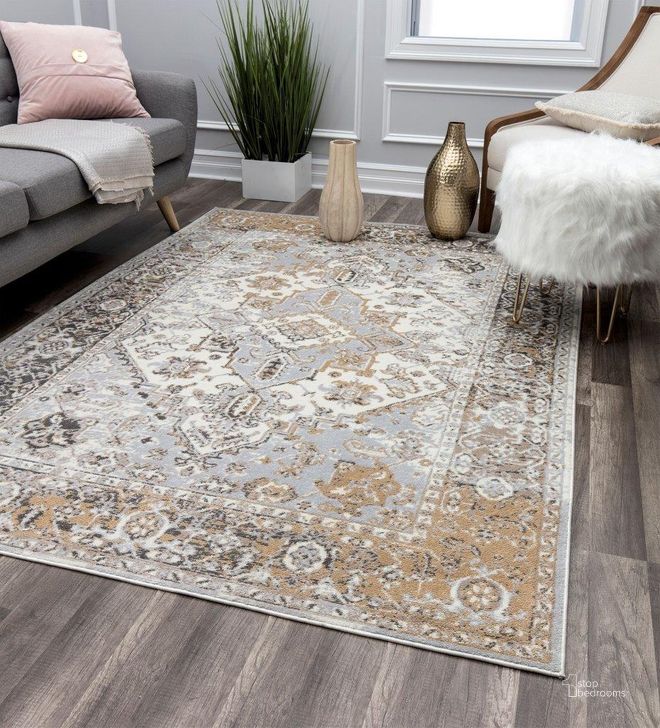 The appearance of Leopold L x 60A Grey Charm Oriental Transitional Cream 7' x 9' Area Rug designed by Rugs America in the transitional interior design. This cream piece of furniture  was selected by 1StopBedrooms from Leopold Collection to add a touch of cosiness and style into your home. Sku: RA31632. Material: Polypropylene. Product Type: Area Rugs. Image1