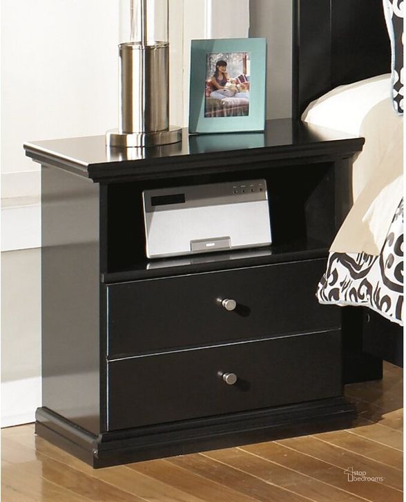 The appearance of Lesterdale Black Nightstand designed by Polished Pine in the country / farmhouse interior design. This black piece of furniture  was selected by 1StopBedrooms from Lesterdale Collection to add a touch of cosiness and style into your home. Sku: B138-91. Material: Wood. Product Type: Nightstand. Image1