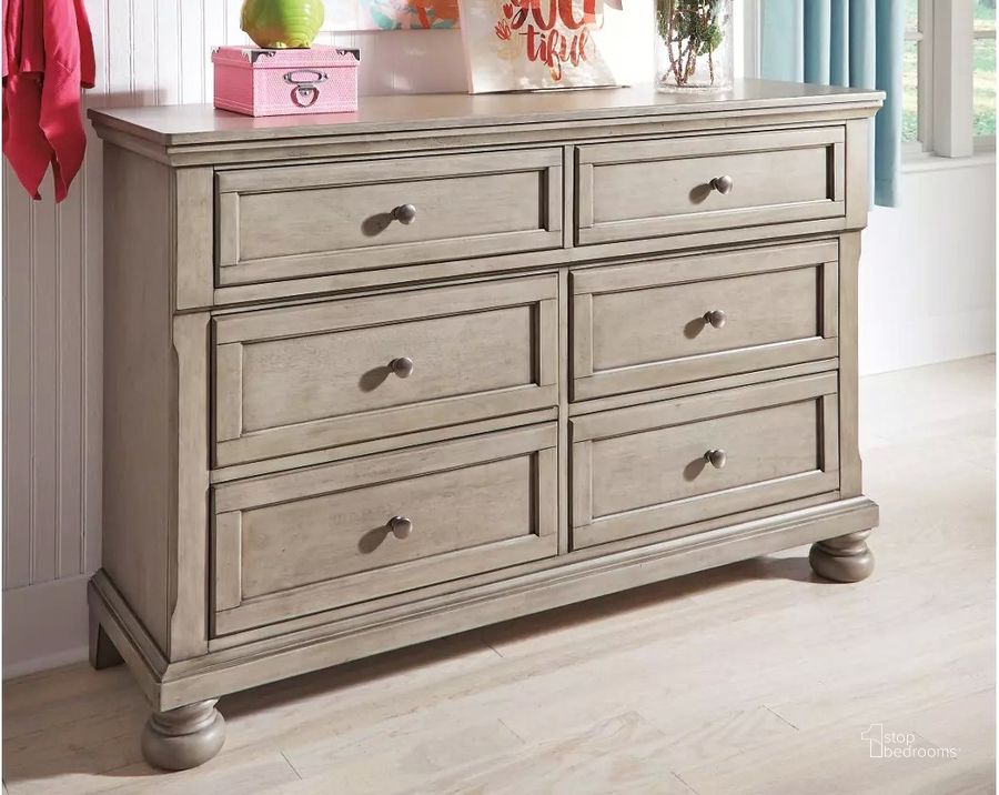 The appearance of Lettner Light Gray 6 Drawer Dresser designed by Signature Design by Ashley in the traditional interior design. This light gray piece of furniture  was selected by 1StopBedrooms from Lettner Collection to add a touch of cosiness and style into your home. Sku: B733-21. Material: Wood. Product Type: Dresser. Image1
