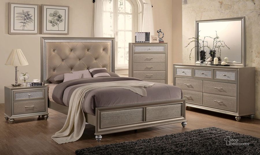 The appearance of Lila Panel Bedroom Set designed by Crown Mark in the modern / contemporary interior design. This champagne piece of furniture  was selected by 1StopBedrooms from Lila Collection to add a touch of cosiness and style into your home. Sku: B4390-Q-HBFB;B4390-KQ-RAIL;B4390-2. Bed Type: Panel Bed. Material: Wood. Product Type: Panel Bed. Bed Size: Queen. Image1
