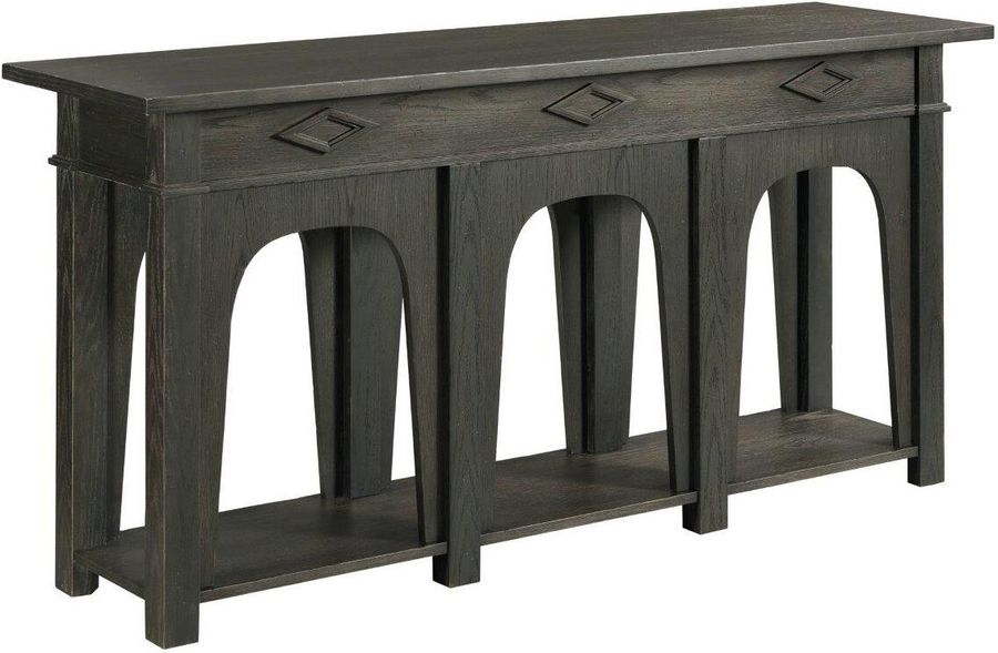 The appearance of Lillith Barry Hall Console designed by Hammary in the coastal interior design. This dark stain piece of furniture  was selected by 1StopBedrooms from Lillith Collection to add a touch of cosiness and style into your home. Sku: 068-925. Material: Wood. Product Type: Console.