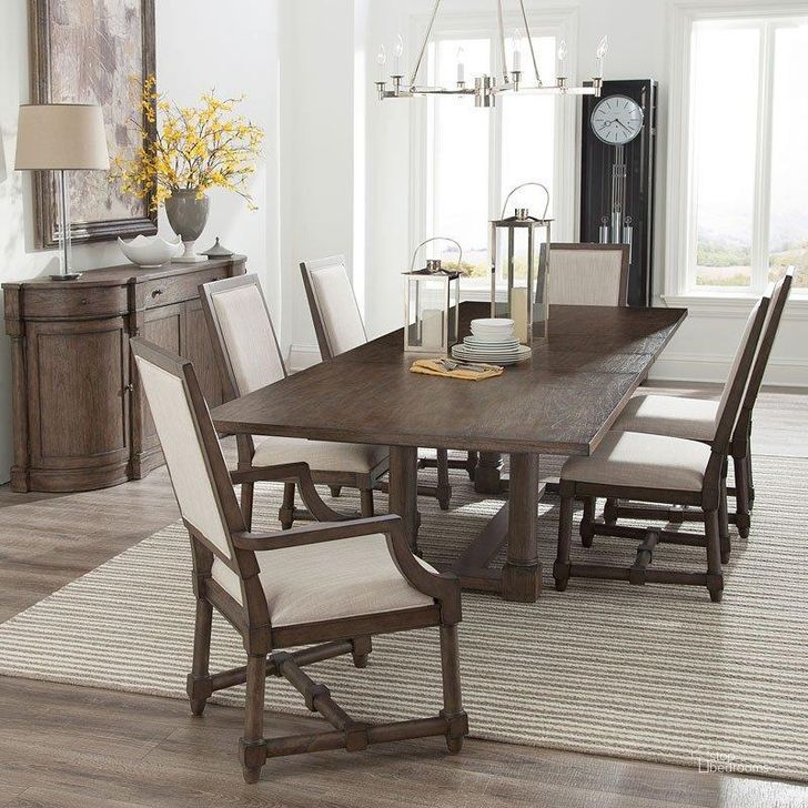 The appearance of Lincoln Park Rectangular Dining Room Set designed by Hekman in the traditional interior design. This gray piece of furniture  was selected by 1StopBedrooms from Lincoln Park Collection to add a touch of cosiness and style into your home. Sku: 23520;23523. Table Base Style: Trestle. Material: Wood. Product Type: Dining Room Set. Table Top Shape: Rectangular. Size: 86". Image1
