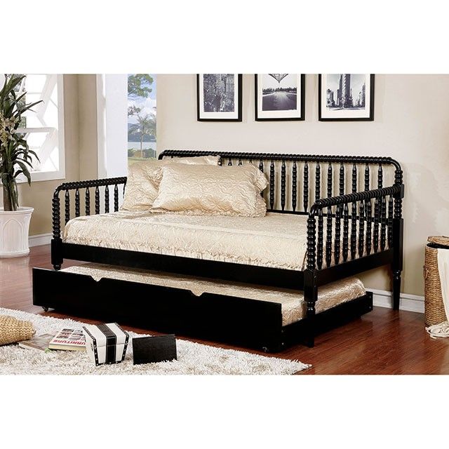The appearance of Linda Twin Daybed (Black) designed by Furniture of America in the traditional interior design. This black piece of furniture  was selected by 1StopBedrooms from Linda Collection to add a touch of cosiness and style into your home. Sku: CM1741BK-1;CM1741BK-2. Bed Type: Daybed. Material: Wood. Product Type: DayBed. Bed Size: Twin. Image1