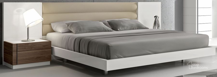 The appearance of Lisbon King Platform Bed designed by J&M in the modern / contemporary interior design. This white piece of furniture  was selected by 1StopBedrooms from Lisbon Collection to add a touch of cosiness and style into your home. Sku: 17817-K. Bed Type: Platform Bed. Material: Wood. Product Type: Platform Bed. Bed Size: King. Image1