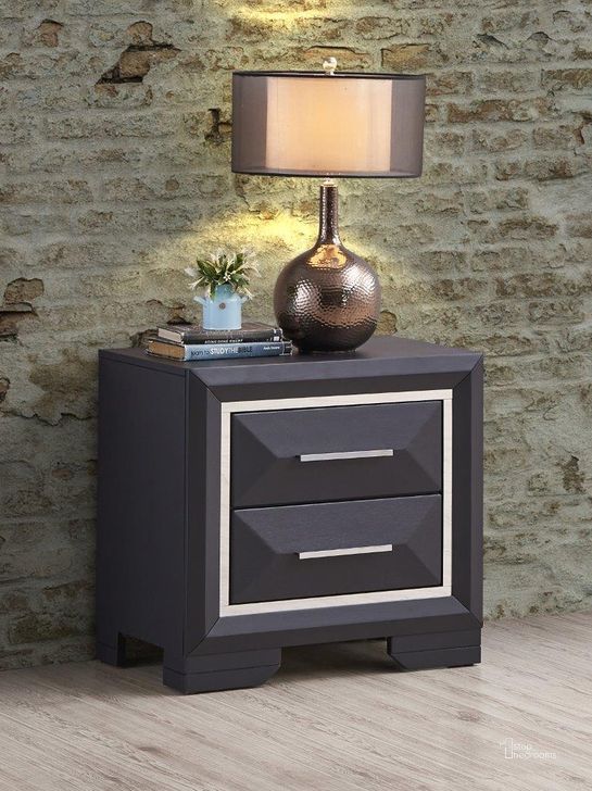The appearance of Liverpool Nightstand In Black designed by Glory in the contemporary interior design. This black piece of furniture  was selected by 1StopBedrooms from Liverpool Collection to add a touch of cosiness and style into your home. Sku: G01600-N. Product Type: Nightstand. Material: Wood Veneer. Image1
