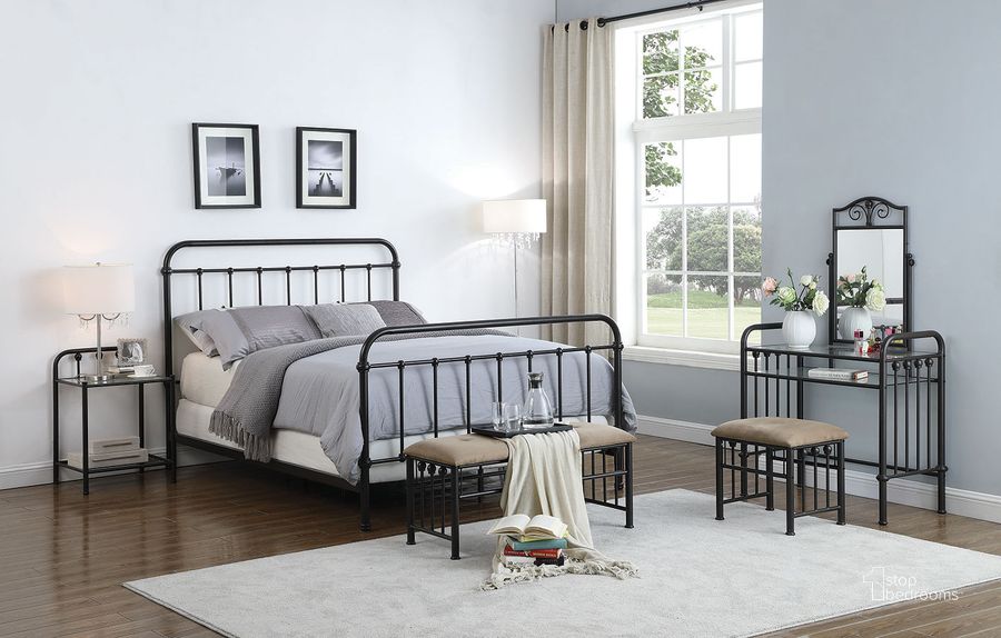 The appearance of Livingston Youth Metal Bedroom Set designed by Coaster in the transitional interior design. This black piece of furniture  was selected by 1StopBedrooms from Livingston Collection to add a touch of cosiness and style into your home. Sku: 300399T;301392. Material: Metal. Bed Size: Twin. Product Type: Slat / Spindle Bed. Bed Type: Slat / Spindle Bed. Image1