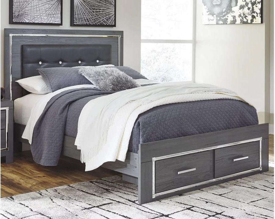 The appearance of Lodanna Gray Queen Upholstered Panel Storage Bed designed by Signature Design by Ashley in the modern / contemporary interior design. This gray piece of furniture  was selected by 1StopBedrooms from Lodanna Collection to add a touch of cosiness and style into your home. Sku: B214-54S;B214-57;B214-96. Bed Type: Storage Bed. Material: Wood. Product Type: Storage Bed. Bed Size: Queen. Image1