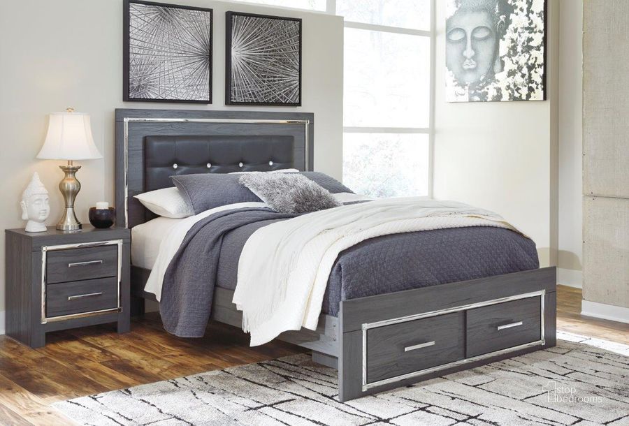 The appearance of Lodanna Gray Queen Upholstered Storage Panel Bed designed by Signature Design by Ashley in the modern / contemporary interior design. This gray piece of furniture  was selected by 1StopBedrooms from Lodanna Collection to add a touch of cosiness and style into your home. Sku: B214-54S;B214-57;B214-95;B100-13. Bed Type: Storage Bed. Material: Wood. Product Type: Storage Bed. Bed Size: Queen. Image1