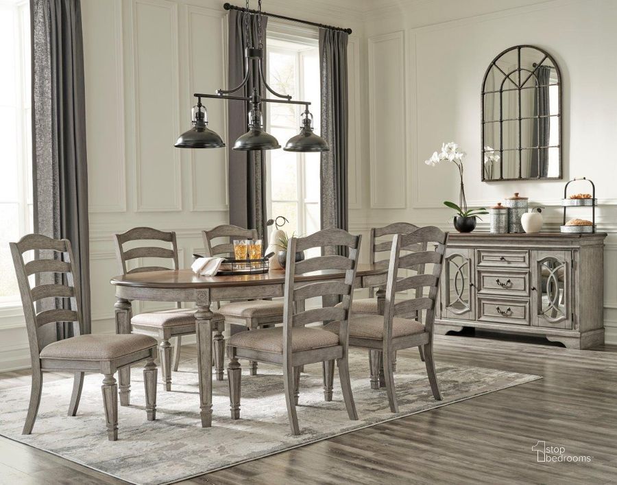 The appearance of Lodenbay Brown And Antique Gray Extendable Dining Room Set designed by Signature Design by Ashley in the transitional interior design. This two-tone piece of furniture  was selected by 1StopBedrooms from Lodenbay Collection to add a touch of cosiness and style into your home. Sku: D751-35;D751-01. Table Base Style: Legs. Table Top Shape: Oval. Material: Wood. Product Type: Dining Room Set. Image1