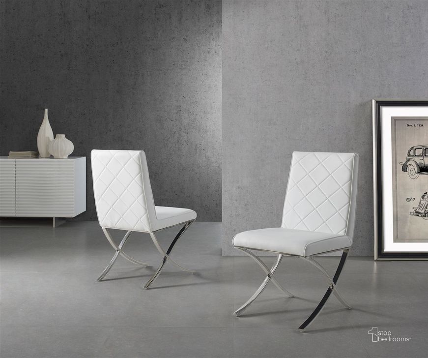 The appearance of Loft White Dining Chair Set of 2 designed by Casabianca Home in the modern / contemporary interior design. This white piece of furniture  was selected by 1StopBedrooms from Loft Collection to add a touch of cosiness and style into your home. Sku: CB-922-W. Product Type: Dining Chair. Material: Stainless Steel. Image1