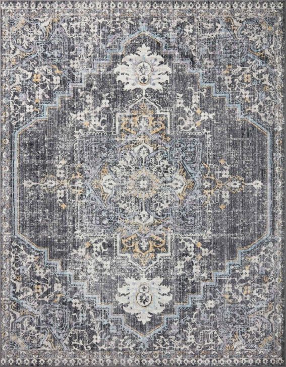 The appearance of Loloi II Cassandra Charcoal and Gold 18" x 18" Sample Rug designed by Loloi Rugs in the traditional interior design. This charcoal and gold piece of furniture  was selected by 1StopBedrooms from Cassandra Collection to add a touch of cosiness and style into your home. Sku: CASNCSN-02CCGO160S. Material: Polypropylene. Product Type: Area Rugs. Image1