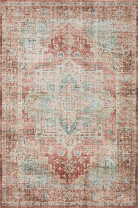 The appearance of Loloi II Heidi Terracotta and Aqua 8'-6" x 11'-6" Area Rug designed by Loloi Rugs in the traditional interior design. This aqua piece of furniture  was selected by 1StopBedrooms from Heidi Collection to add a touch of cosiness and style into your home. Sku: HEIDHEI-01TCAQ86B6. Material: Polyester. Product Type: Area Rugs. Image1