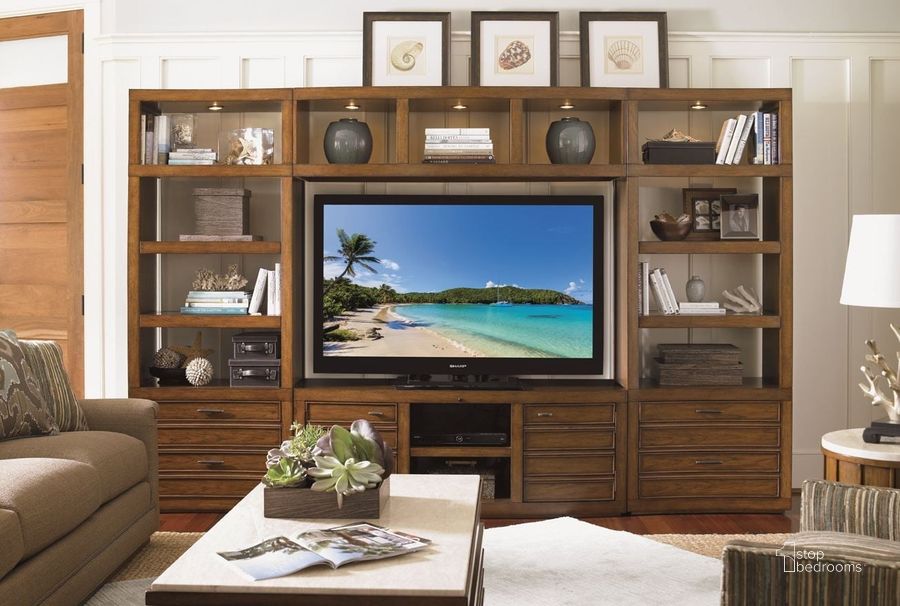 The appearance of Longboat Key Warm Sundrenched Entertainment Wall Unit designed by Sligh in the transitional interior design. This brown piece of furniture  was selected by 1StopBedrooms from Longboat Key Collection to add a touch of cosiness and style into your home. Sku: 04-279LK-660;04-279LK-645;04-279LK-645;04-279LK-670. Product Type: Entertainment Centers and Wall. Image1