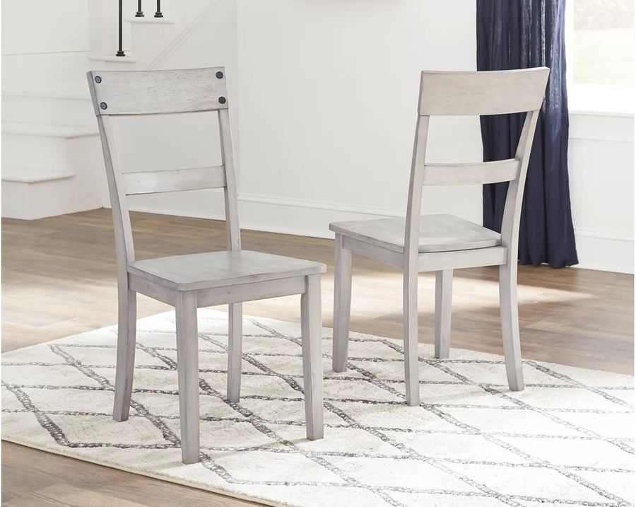 The appearance of Loratti Gray Dining Room Side Chair Set of 2 designed by Signature Design by Ashley in the transitional interior design. This gray piece of furniture  was selected by 1StopBedrooms from Loratti Collection to add a touch of cosiness and style into your home. Sku: D261-01. Material: Wood. Product Type: Side Chair. Image1