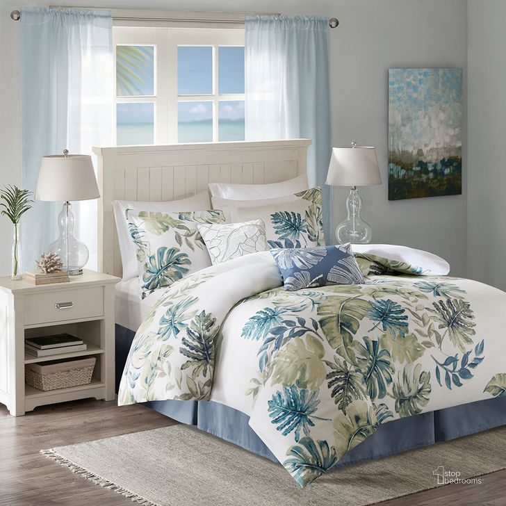 The appearance of Lorelai Cotton Sateen Printed 6Pcs Full Comforter Set In Multi designed by Olliix in the coastal interior design. This multi piece of furniture  was selected by 1StopBedrooms from Lorelai Collection to add a touch of cosiness and style into your home. Sku: HH10-1618. Material: Polyester. Bed Size: Full. Product Type: Comforter Set. Image1