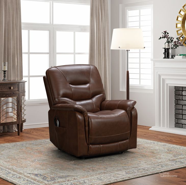 The appearance of 23PH-3635 Lorence Power Lift Recliner With Power Head Rest In Moretti Ginger designed by BarcaLounger in the modern / contemporary interior design. This ginger piece of furniture  was selected by 1StopBedrooms from Lorence Collection to add a touch of cosiness and style into your home. Sku: 23PH3635374686. Product Type: Recliner. Material: Leather Match. Image1