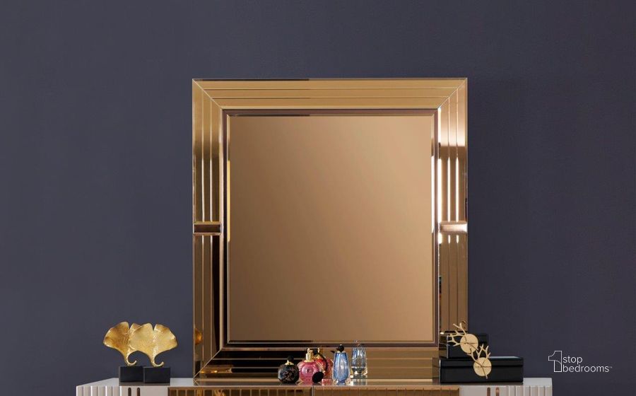 The appearance of Lorenzo Gold Detailed Mirror Made With Wood In Gray designed by Galaxy Home Furnishings in the modern / contemporary interior design. This gray piece of furniture  was selected by 1StopBedrooms from Lorenzo Collection to add a touch of cosiness and style into your home. Sku: 698781404928. Material: Wood. Product Type: Accent Mirror. Image1