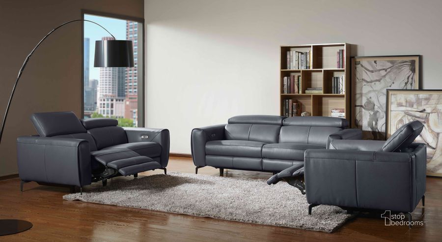 The appearance of Lorenzo Blue Grey Leather Living Room Set designed by J&M in the modern / contemporary interior design. This gray piece of furniture  was selected by 1StopBedrooms from Lorenzo Collection to add a touch of cosiness and style into your home. Sku: 188241-S;188241-L. Material: Leather. Product Type: Living Room Set.