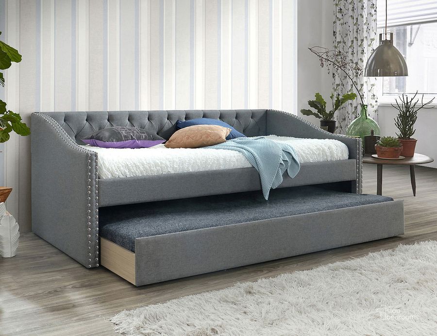 The appearance of Loretta Daybed w/Trundle designed by Crown Mark in the transitional interior design. This grey piece of furniture  was selected by 1StopBedrooms from Loretta Collection to add a touch of cosiness and style into your home. Sku: 5325-ARM;5325-FRAME. Bed Type: Daybed. Product Type: DayBed.