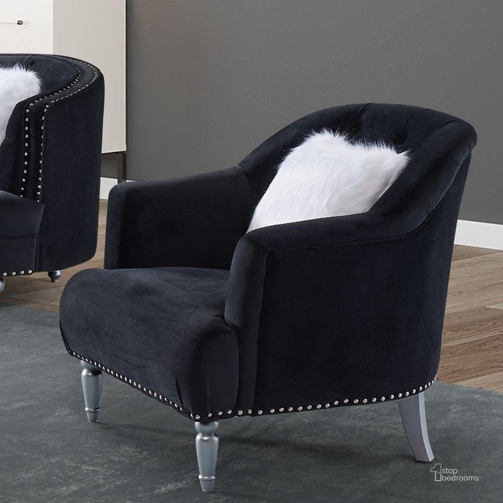 The appearance of Lori Black Velvet Tuxedo Arm Chair designed by Premier Home in the modern / contemporary interior design. This black piece of furniture  was selected by 1StopBedrooms from Lori Collection to add a touch of cosiness and style into your home. Sku: FS372-BK-AR. Product Type: Living Room Chair. Material: Velvet.