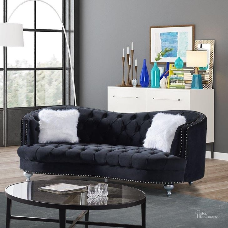 The appearance of Lori Black Velvet Tuxedo Arm Sofa designed by Premier Home in the modern / contemporary interior design. This black piece of furniture  was selected by 1StopBedrooms from Lori Collection to add a touch of cosiness and style into your home. Sku: FS372-BK-SO. Product Type: Sofa. Material: Velvet.