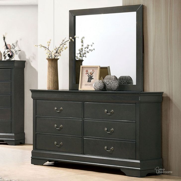 The appearance of Louis Philippe Dresser In Gray designed by Furniture of America in the transitional interior design. This gray piece of furniture  was selected by 1StopBedrooms from Louis Philippe Collection to add a touch of cosiness and style into your home. Sku: CM7966GY-D. Material: Wood. Product Type: Dresser. Image1