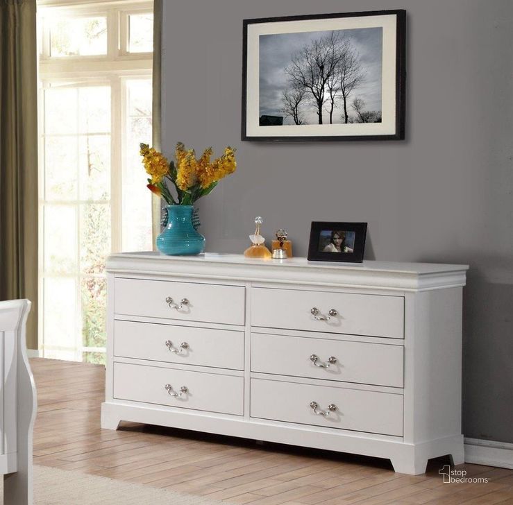 The appearance of Louis Philippe Dresser In White designed by US Tamex in the traditional interior design. This white piece of furniture  was selected by 1StopBedrooms from Louis Philippe Collection to add a touch of cosiness and style into your home. Sku: 52320-DR. Material: Wood. Product Type: Dresser.