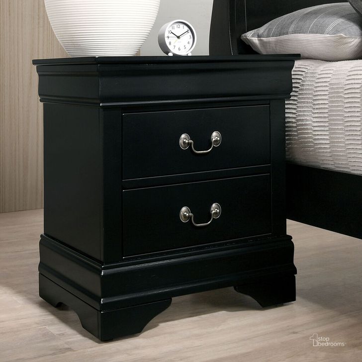 The appearance of Louis Philippe Night Stand In Black designed by Furniture of America in the transitional interior design. This black piece of furniture  was selected by 1StopBedrooms from Louis Philippe Collection to add a touch of cosiness and style into your home. Sku: CM7966BK-N. Material: Wood. Product Type: Nightstand. Image1