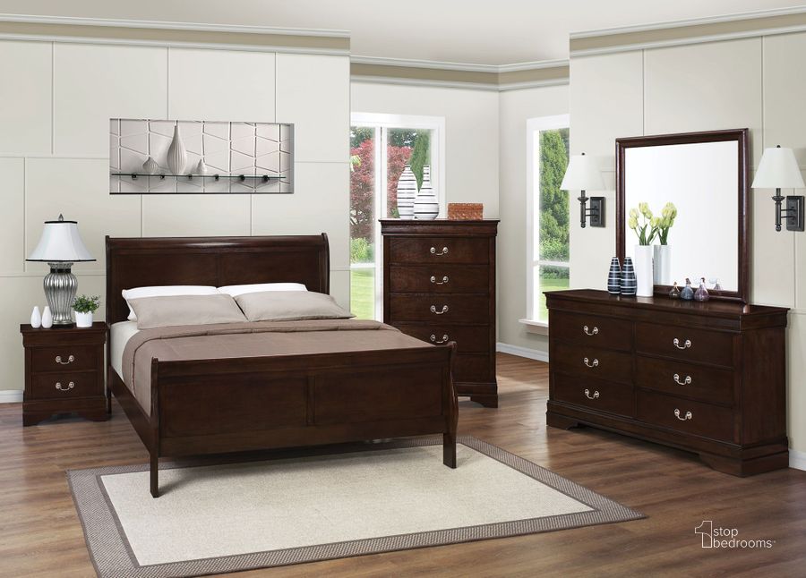 The appearance of Louis Philippe Rich Cappuccino Sleigh Bedroom Set designed by Coaster in the traditional interior design. This brown piece of furniture  was selected by 1StopBedrooms from Louis Philippe Collection to add a touch of cosiness and style into your home. Sku: 202411QB1;202411QB2;202412. Bed Type: Sleigh Bed. Material: Wood. Product Type: Sleigh Bed. Bed Size: Queen. Image1