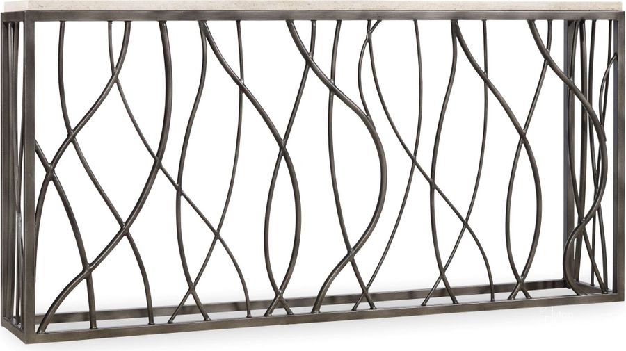The appearance of Tubular Solid Steel Console Table designed by Hooker in the transitional interior design. This black piece of furniture  was selected by 1StopBedrooms from Tubular Collection to add a touch of cosiness and style into your home. Sku: 5373-80151. Product Type: Console Table. Material: Stone. Image1