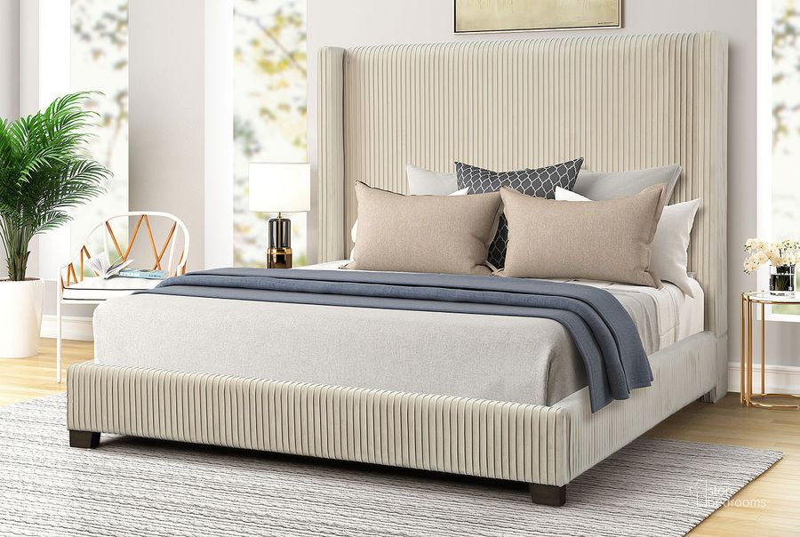 The appearance of Luca Upholstered Bed (King) designed by Bernards in the modern / contemporary interior design. This cream piece of furniture  was selected by 1StopBedrooms from Luca Collection to add a touch of cosiness and style into your home. Sku: 1148-110. Bed Type: Panel Bed. Material: Polyester. Product Type: Panel Bed. Bed Size: King. Image1