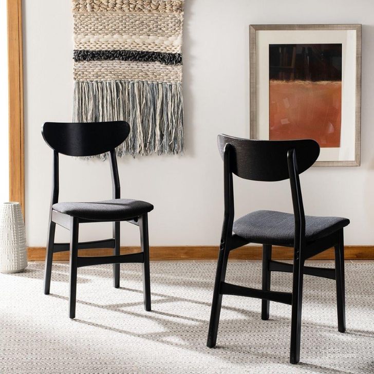 The appearance of Lucca Black and Black Retro Dining Chair designed by Safavieh in the modern / contemporary interior design. This black piece of furniture  was selected by 1StopBedrooms from Lucca Collection to add a touch of cosiness and style into your home. Sku: DCH1001J-SET2. Material: Wood. Product Type: Dining Chair. Image1