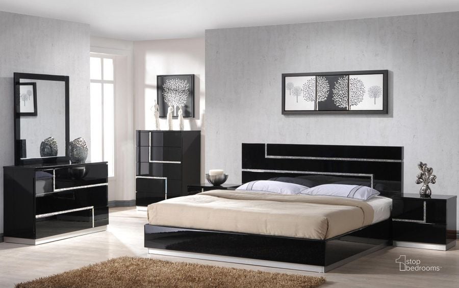 The appearance of Lucca Black Lacquer Platform Bedroom Set designed by J&M in the modern / contemporary interior design. This black piece of furniture  was selected by 1StopBedrooms from Lucca Collection to add a touch of cosiness and style into your home. Sku: 17685-Q;17685-NSL. Bed Type: Platform Bed. Material: Wood. Product Type: Platform Bed. Bed Size: Queen. Image1