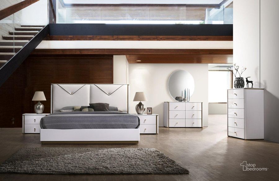 The appearance of Lucera King Bed designed by J&M in the modern / contemporary interior design. This white piece of furniture  was selected by 1StopBedrooms from Lucera Collection to add a touch of cosiness and style into your home. Sku: 17995-K. Bed Type: Platform Bed. Product Type: Platform Bed. Bed Size: King.