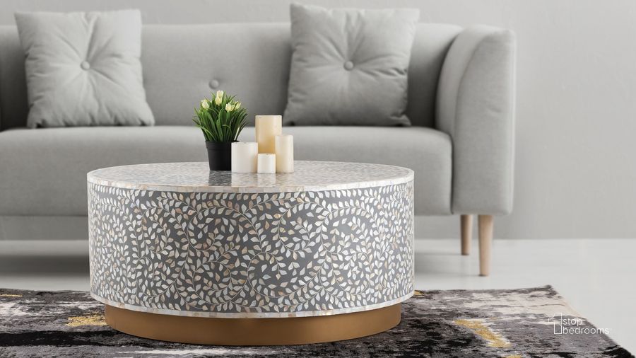 The appearance of Luxe Mother of Pearl Handmade Coffee Table In Gray designed by Galaxy Home Furnishings in the modern / contemporary interior design. This gray piece of furniture  was selected by 1StopBedrooms from Luxe Collection to add a touch of cosiness and style into your home. Sku: 601955549981. Material: Wood. Product Type: Coffee Table. Image1