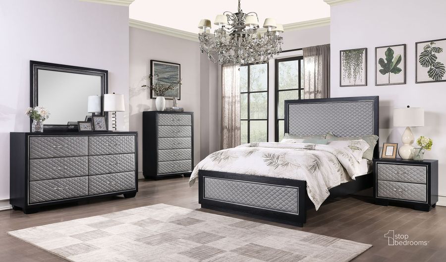 The appearance of Luxor Black and Gray Panel Bedroom Set designed by New Classic in the modern / contemporary interior design. This black piece of furniture  was selected by 1StopBedrooms from Luxor Collection to add a touch of cosiness and style into your home. Sku: B2025-310;B2025-320;B2025-330;B2025-040. Bed Type: Panel Bed. Product Type: Panel Bed. Bed Size: Queen. Image1