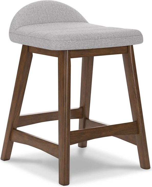 The appearance of Lyncott Light Gray And Brown Upholstered Barstool Set Of 2 designed by Signature Design by Ashley in the modern / contemporary interior design. This light gray/brown piece of furniture  was selected by 1StopBedrooms from Lyncott Collection to add a touch of cosiness and style into your home. Sku: D615-124. Material: Fabric. Product Type: Barstool. Image1