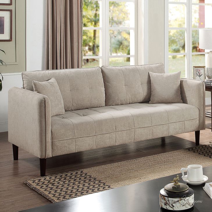 The appearance of Lynda Sofa With Pillows In Light Gray designed by Furniture of America in the modern / contemporary interior design. This light gray piece of furniture  was selected by 1StopBedrooms from Lynda Collection to add a touch of cosiness and style into your home. Sku: CM6736LG-SF. Product Type: Sofa. Material: Chenille. Image1