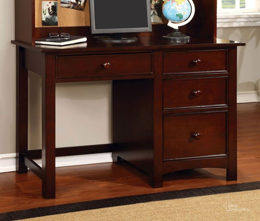 The appearance of Macario Brown Kid Desk and Hutch Kid Room designed by Bennett Interiors in the transitional interior design. This brown piece of furniture  was selected by 1StopBedrooms from Macario Collection to add a touch of cosiness and style into your home. Sku: CM7905CH-DK. Material: Wood. Product Type: Kids Desks and Hutch.