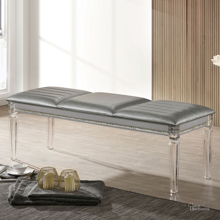 The appearance of Maddie Bench In Silver designed by Furniture of America in the modern / contemporary interior design. This silver piece of furniture  was selected by 1StopBedrooms from Maddie Collection to add a touch of cosiness and style into your home. Sku: CM7899SV-BN. Material: Wood. Product Type: Bench. Image1