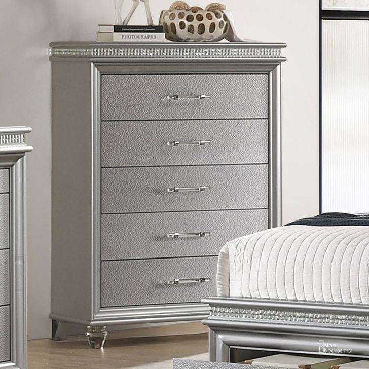 The appearance of Maddie Chest In Silver designed by Furniture of America in the modern / contemporary interior design. This silver piece of furniture  was selected by 1StopBedrooms from Maddie Collection to add a touch of cosiness and style into your home. Sku: CM7899SV-C. Material: Wood. Product Type: Chest. Image1