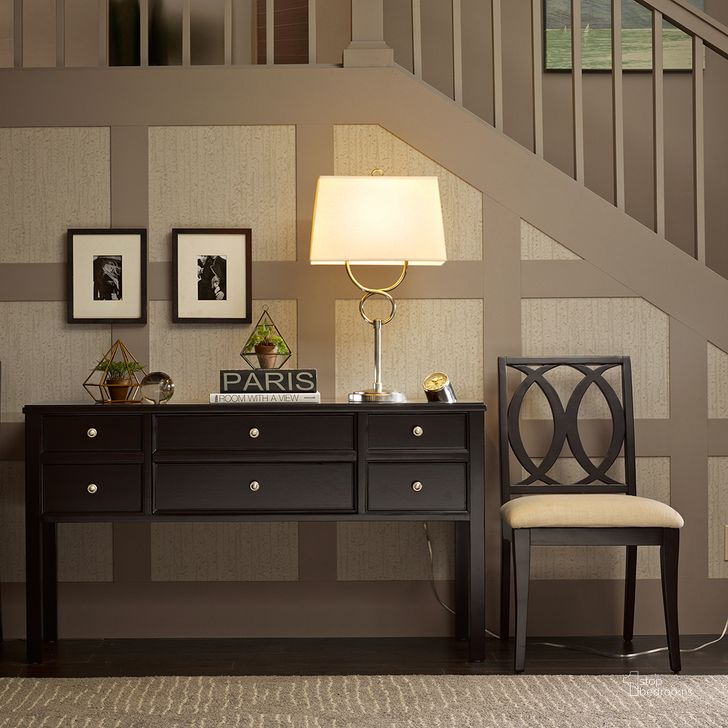 The appearance of Madison Console Table In Ebony designed by Olliix in the traditional interior design. This ebony piece of furniture  was selected by 1StopBedrooms from Madison Collection to add a touch of cosiness and style into your home. Sku: MPS120-0020. Product Type: Console Table. Material: MDF. Image1