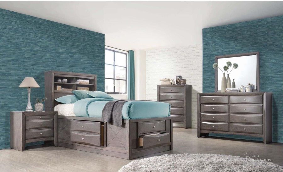 The appearance of Madison Gray Youth Bookcase Storage Bedroom Set designed by Picket House in the modern / contemporary interior design. This brown piece of furniture  was selected by 1StopBedrooms from Madison Collection to add a touch of cosiness and style into your home. Sku: EG170THF;EG170TRD;EG170TLD;EG170TR;EG100NS. Bed Type: Storage Bed. Material: Wood. Product Type: Storage Bed. Bed Size: Twin. Image1