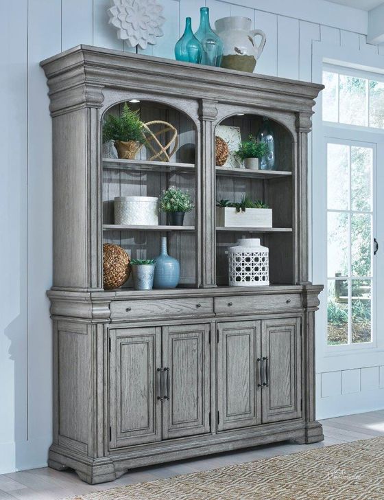 The appearance of Madison Ridge Gray Server With Hutch designed by Pulaski in the country / farmhouse interior design. This gray piece of furniture  was selected by 1StopBedrooms from Madison Ridge Collection to add a touch of cosiness and style into your home. Sku: P091302;P091303. Product Type: Buffets, Sideboards and Server. Image1