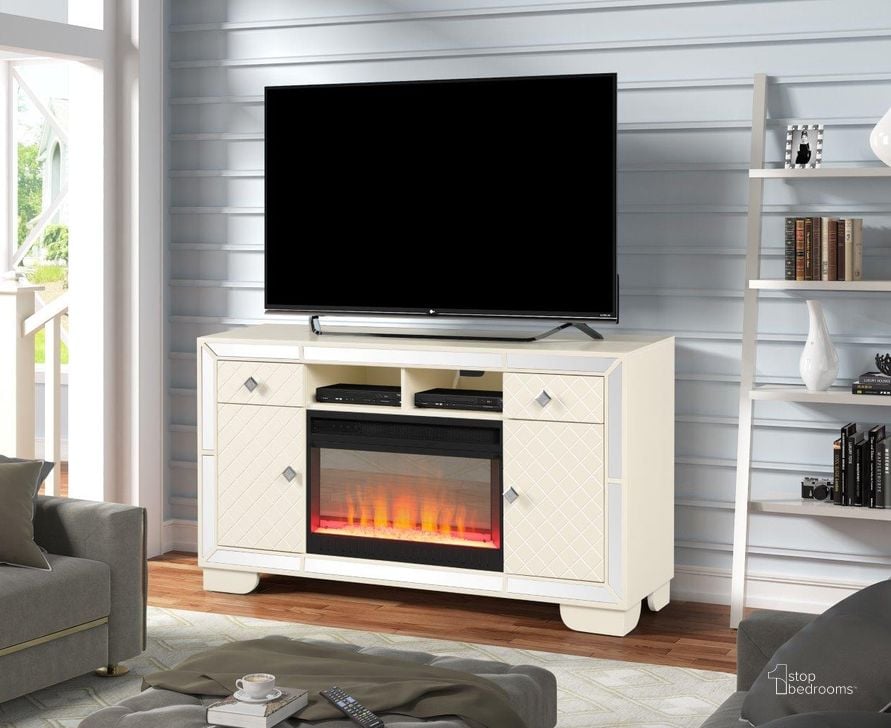 The appearance of Madison Solid Wood Tv Stand With Electric Fireplace In Black designed by Galaxy Home Furnishings in the modern / contemporary interior design. This beige piece of furniture  was selected by 1StopBedrooms from Madison Collection to add a touch of cosiness and style into your home. Sku: 698781277072. Material: Wood. Product Type: TV Stand. Image1