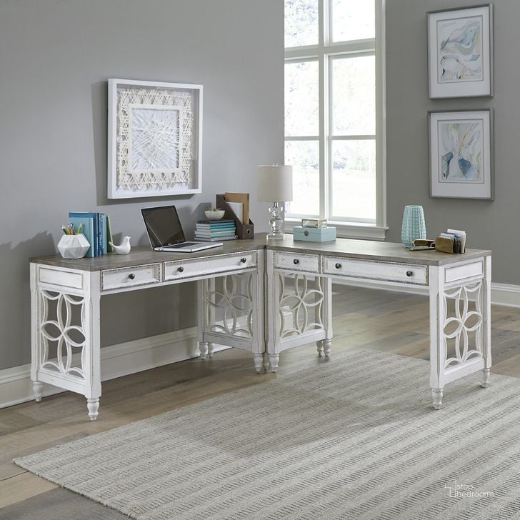 The appearance of Magnolia Manor Alt L Shaped Leg Desk Set In White designed by Liberty in the traditional interior design. This antique white piece of furniture  was selected by 1StopBedrooms from Magnolia Manor Collection to add a touch of cosiness and style into your home. Sku: 244-HO112C;244-HO112L;244-HO112L. Product Type: Desk. Material: Rubberwood. Image1