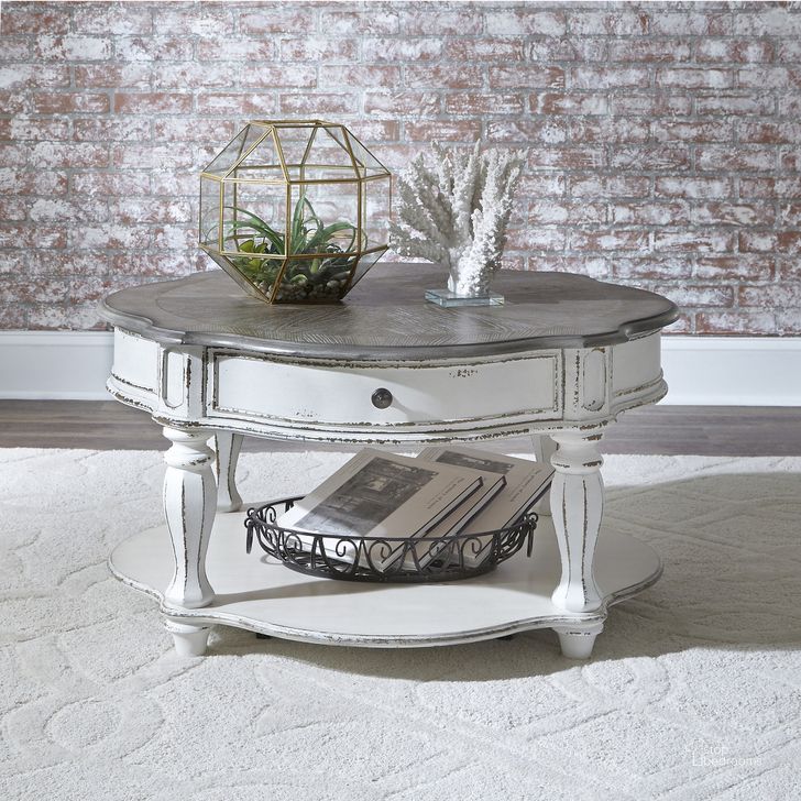 Magnolia Manor Antique White Round Cocktail Table by Liberty