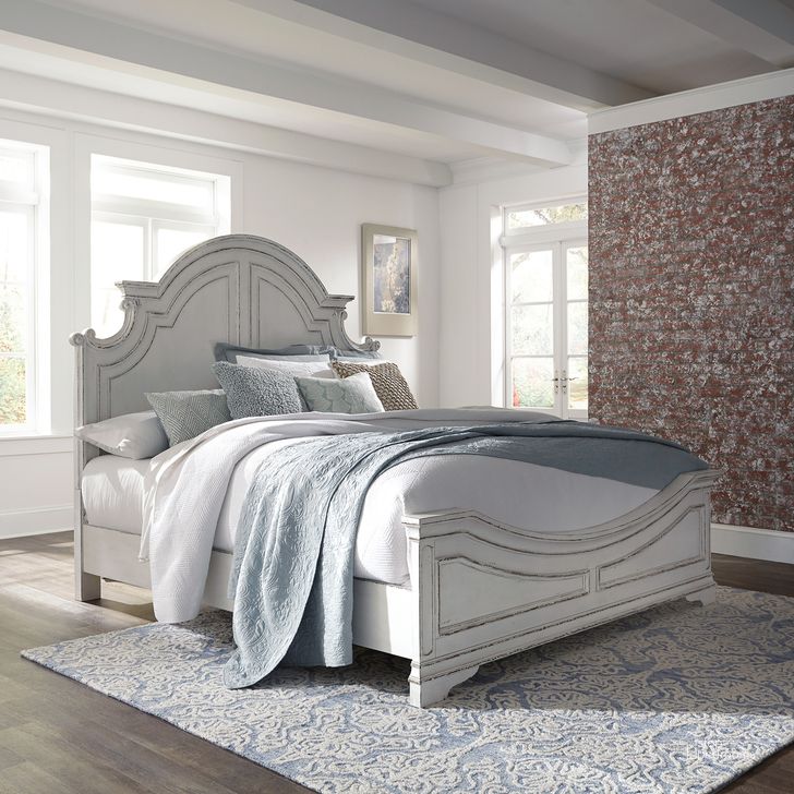 The appearance of Magnolia Manor California King Panel Bed designed by Liberty in the traditional interior design. This antique white piece of furniture  was selected by 1StopBedrooms from Magnolia Manor Collection to add a touch of cosiness and style into your home. Sku: 244-BR90C;244-BR16;244-BR15. Bed Type: Panel Bed. Product Type: Panel Bed. Bed Size: California King. Material: Rubberwood. Image1
