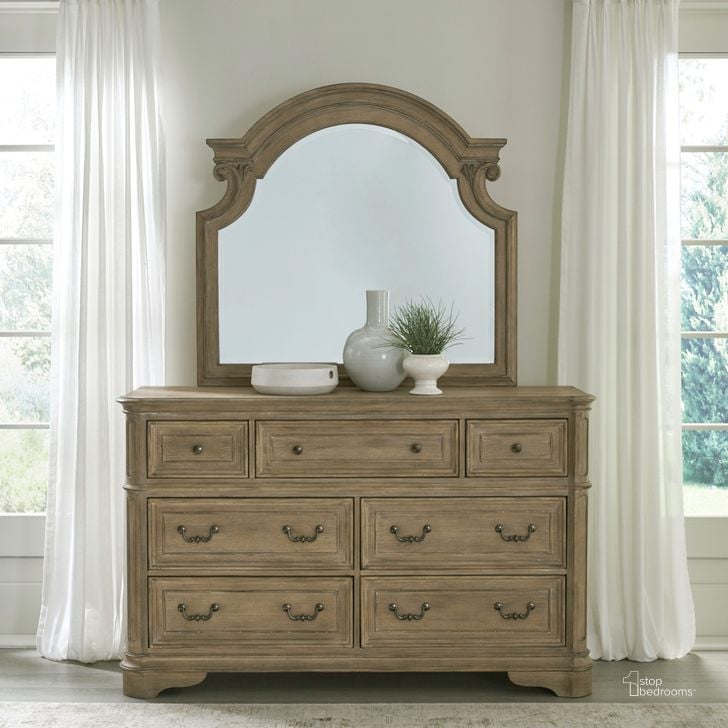 The appearance of Magnolia Manor Dresser and Mirror In Weathered Bisque designed by Liberty in the traditional interior design. This bisque piece of furniture  was selected by 1StopBedrooms from Magnolia Manor Collection to add a touch of cosiness and style into your home. Sku: 244N-BR31;244N-BR51. Product Type: Dresser and Mirror. Material: Poplar.